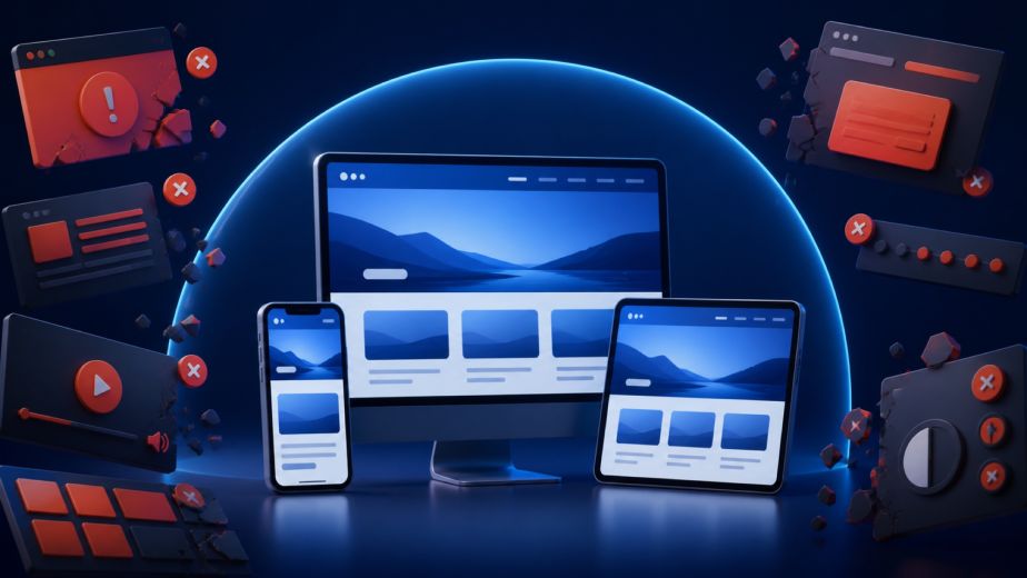 Clean responsive website protected from clutter intrusive popups confusing navigation autoplay and poor contrast