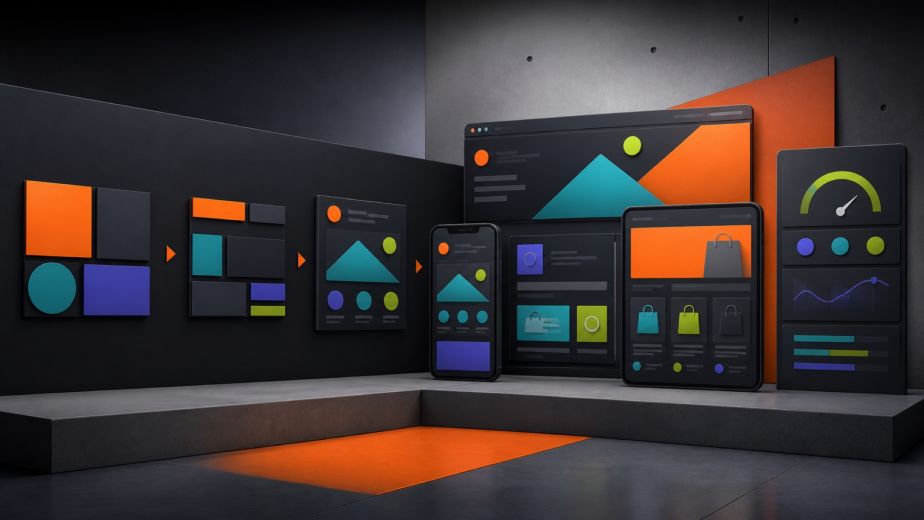 Flat web design evolution from geometric interface tiles to responsive ecommerce mobile accessibility and performance systems