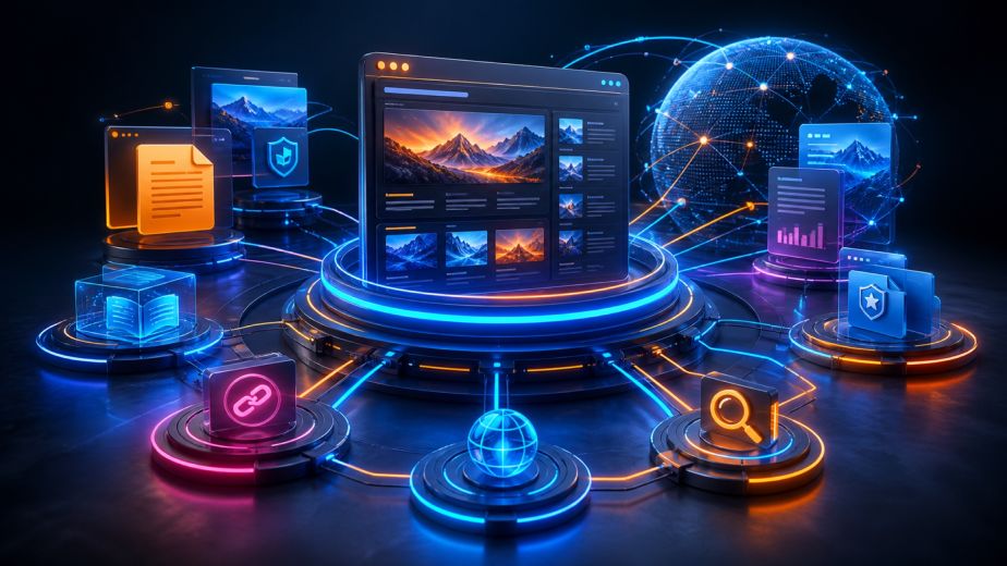 Authoritative website content ecosystem connected to trusted backlinks and digital discovery