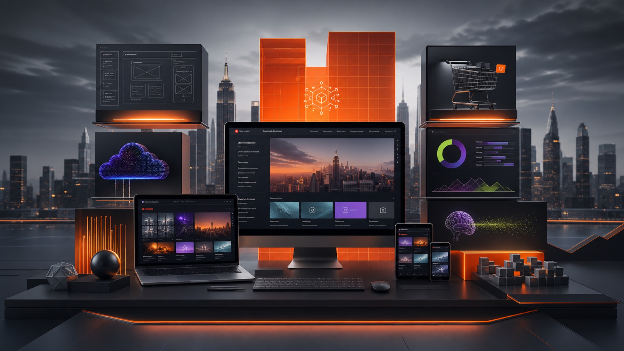 New York web design firm studio with responsive development ecommerce SEO cloud AI automation and branding services