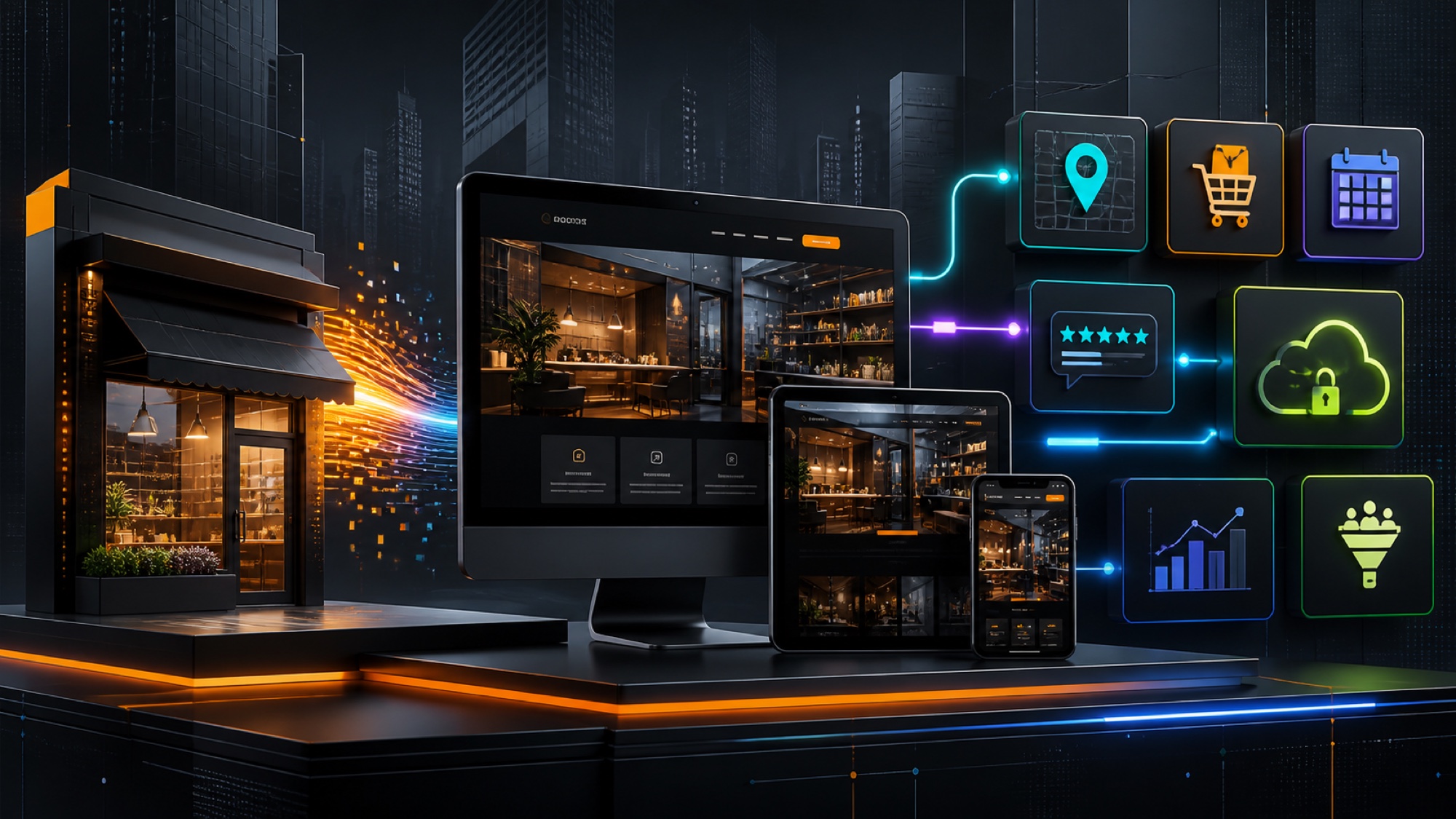 Professional small business website with responsive web design local SEO ecommerce booking reviews hosting and lead generation in NYC