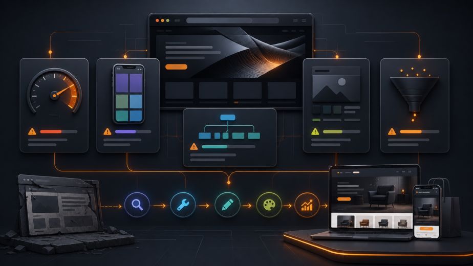 Website redesign warning signs showing slow speed weak mobile design confusing navigation outdated visuals and poor conversions